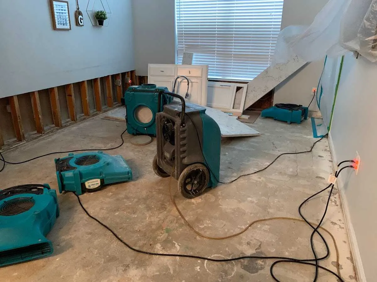 Dehumidifier in flood-cut room for Water Extraction & Removal in Raymond
